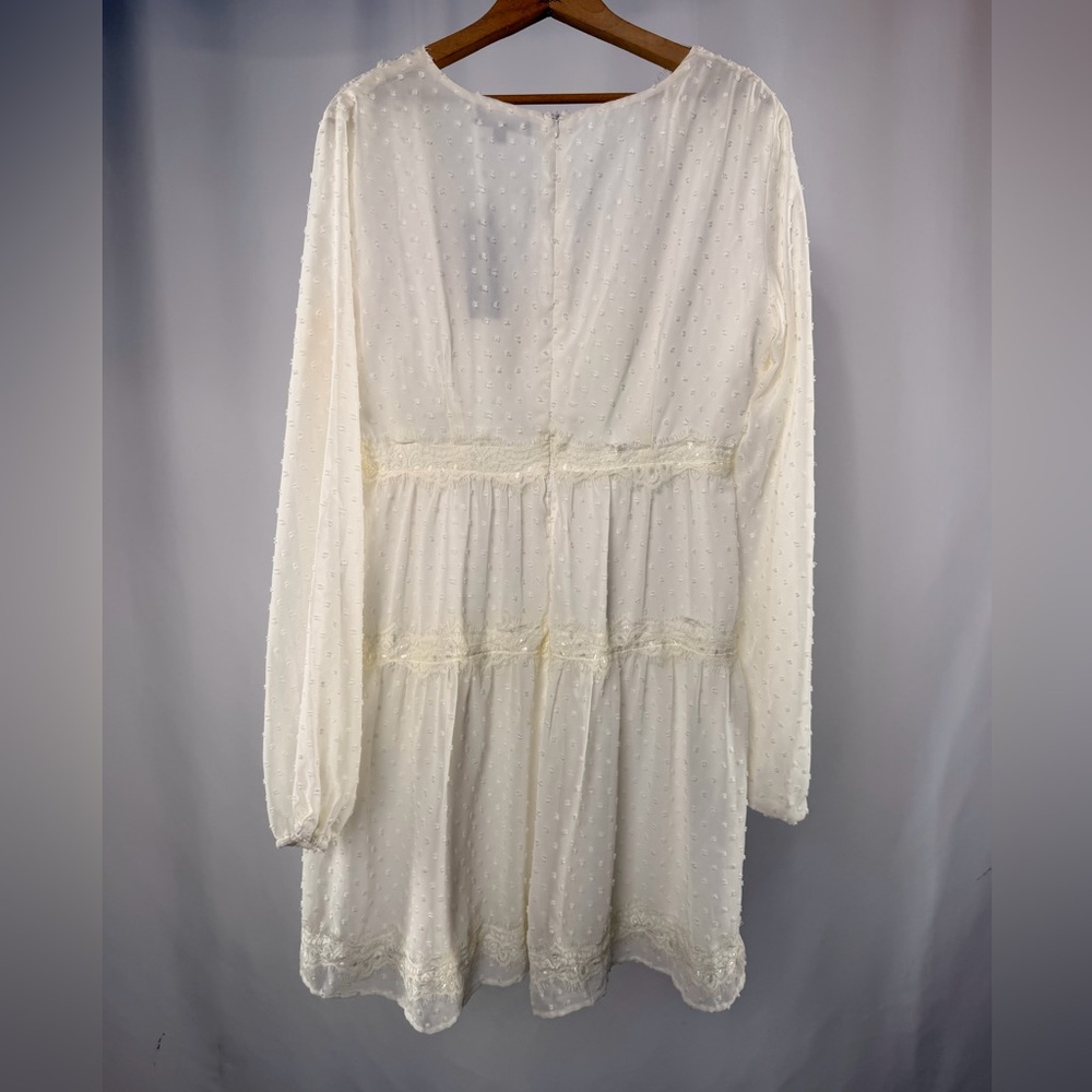 NWT Lulu's Wistful Moments Long Sleeve Mini Dress in Cream Size Large - Picture 4 of 7